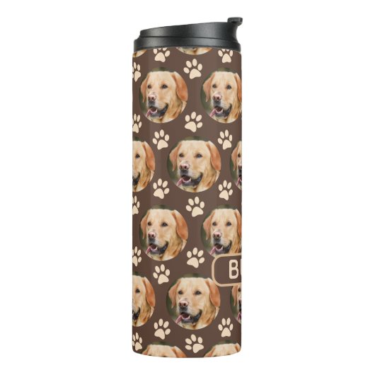 ペットパーソナライズされたフォトパターンの犬の名前 タンブラー (回転左)