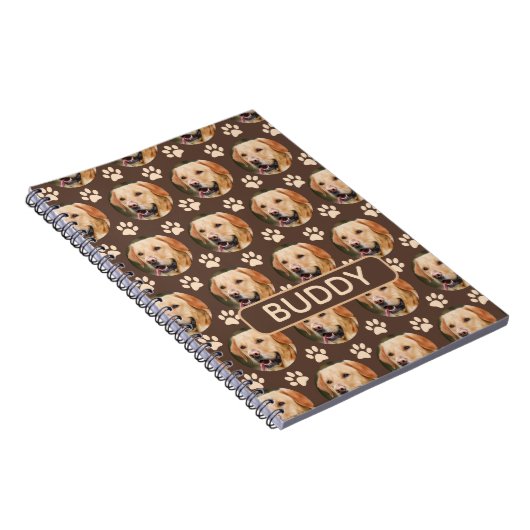 ペットパーソナライズされたフォトパターンの犬の名前 ノートブック (右側)