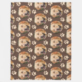 ペットパーソナライズされたフォトパターンドッグブラウン フリースブランケット (正面)
