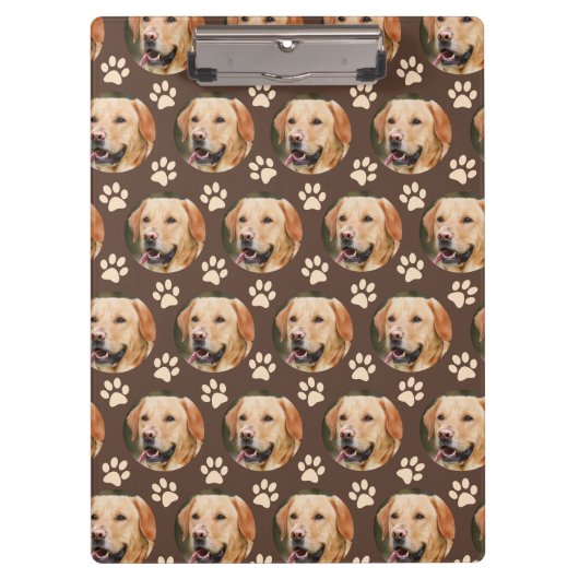 ペットパーソナライズされたフォトパターン犬の名前スパイラル クリップボード (正面)