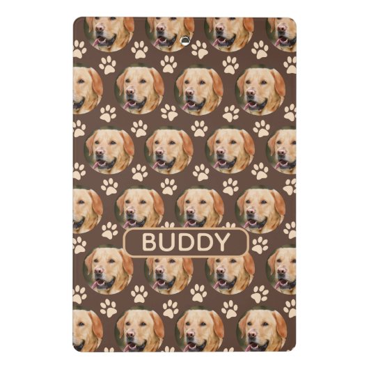 ペットパーソナライズされたフォトパターン犬の名前スパイラル ミニクリップボード (裏面)