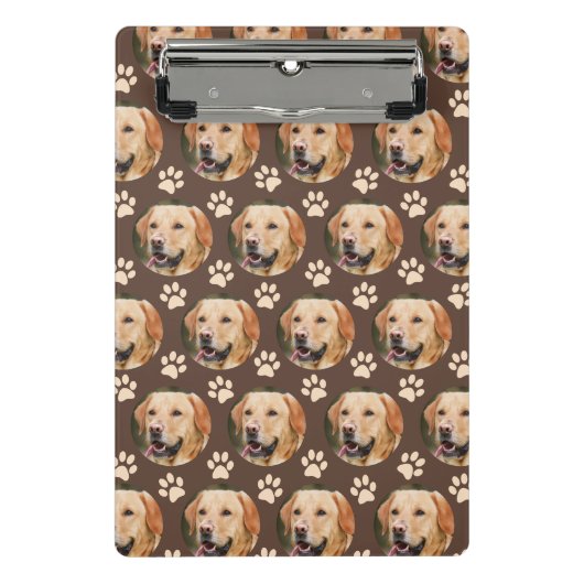 ペットパーソナライズされたフォトパターン犬の名前スパイラル ミニクリップボード (正面)