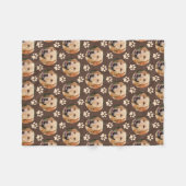 ペットパーソナライズされたフォトパターン犬 フリースブランケット (正面(横))