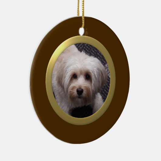 ペットパーソナライズされたフォトフレーム(茶色/金ゴールド) セラミックオーナメント (右)