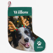 ペットパーソナライズされたフォトホリデー スモールクリスマスストッキング (正面)