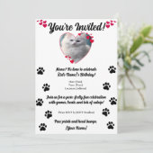 ペットパーソナライズされたフォトポープリントとハートデコール 招待状 (スタンド正面)