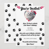 ペットパーソナライズされたフォトポープリントとハートデコール 招待状 (正面/裏面)