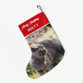 ペットパーソナライズされたフォトモノグラム名レッド スモールクリスマスストッキング (裏面 (吊り時))