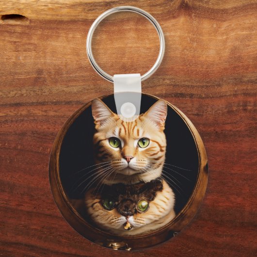 ペットパーソナライズされたフォト猫好きキーチェーン キーホルダー (正面)