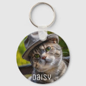 ペットパーソナライズされたフォト猫好きキープサケ名 キーホルダー (正面)