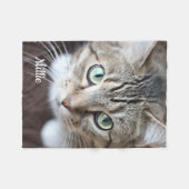 ペットパーソナライズされたフォト猫好きドッグキープサケ フリースブランケット (正面(横))