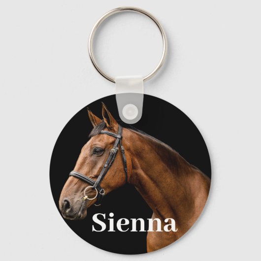 ペットパーソナライズされたフォト馬好きママ誕生日 キーホルダー (正面)