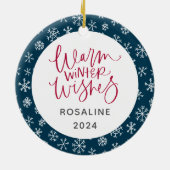 ペットパーソナライズされたホリデー写真 セラミックオーナメント (裏面)