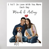 ペットパーソナライズされたポートレート、カップル&犬とカップル ポスター (正面)