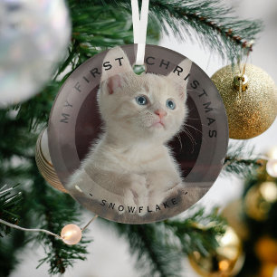 ペットパーソナライズされたマイ初めてのクリスマスフォトグラス ガラスオーナメント