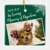 ペットパーソナライズされたメモリアルのクリスマスフォト セラミックオーナメント (正面)