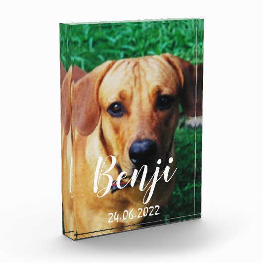 ペットパーソナライズされたメモリアルアクリル写真ブロック フォトブロック (左)