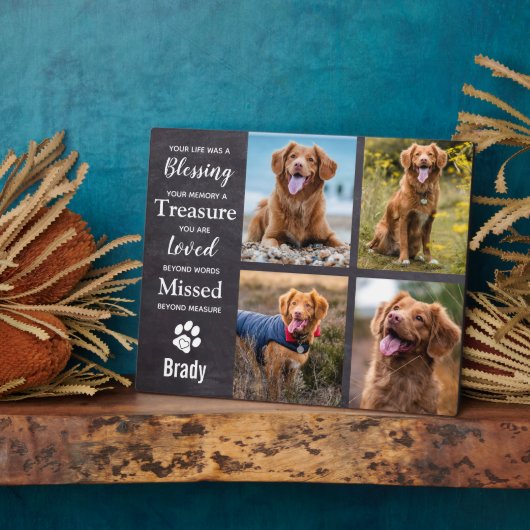 ペットパーソナライズされたメモリアルドッグ写真コラージュ フォトプラーク (側面)