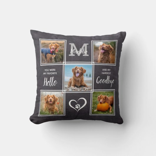 ペットパーソナライズされたメモリアルペットロス写真コラージュ クッション (正面)