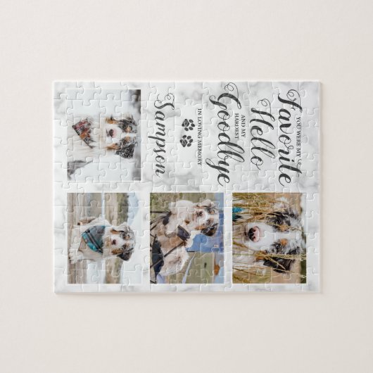 ペットパーソナライズされたメモリアル写真コラージュ ジグソーパズル (横)
