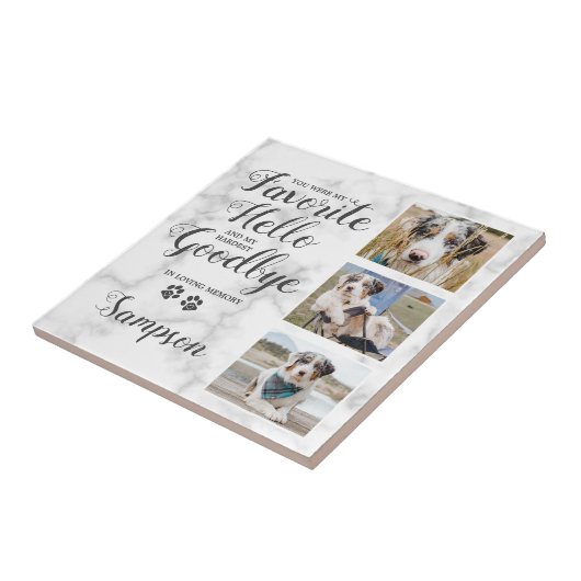 ペットパーソナライズされたメモリアル写真コラージュ タイル (側面)