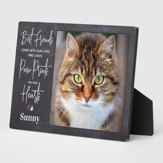 ペットパーソナライズされたメモリアル手プリントキャットフォト フォトプラーク (側面)
