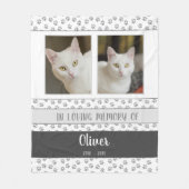 ペットパーソナライズされたメモリアル毛布グレーの手のプリント フリースブランケット (正面)