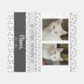 ペットパーソナライズされたメモリアル毛布グレーの手のプリント フリースブランケット (正面(横))