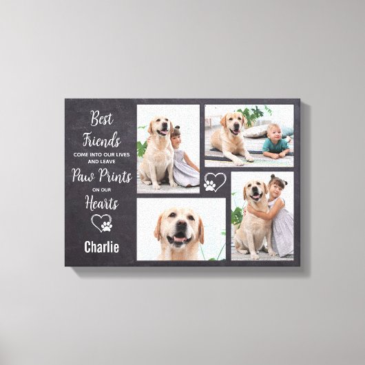 ペットパーソナライズされたメモリアル記念写真コラージュ キャンバスプリント (正面)