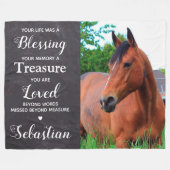 ペットパーソナライズされたメモリアル記念馬の写真 フリースブランケット (正面(横))