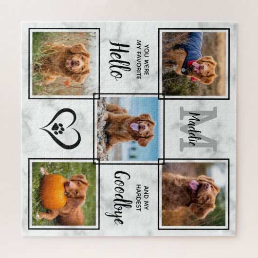ペットパーソナライズされたメモリアル記念5フォトコラージュ ジグソーパズル (横)