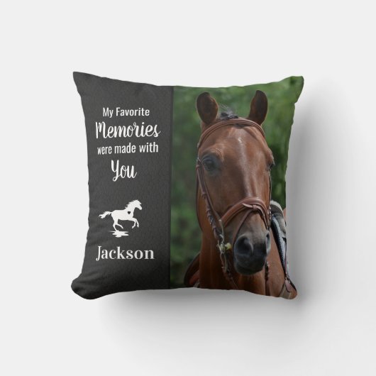 ペットパーソナライズされたメモリアル2写真馬損 クッション (正面)