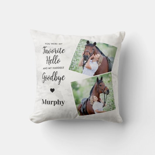 ペットパーソナライズされたメモリアル2写真馬 クッション (正面)