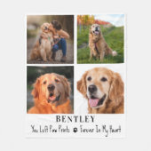 ペットパーソナライズされたメモリアル4フォトコラージュ犬 フリースブランケット (正面)