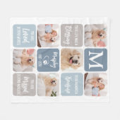 ペットパーソナライズされたメモリアル7フォトコラージュ犬 フリースブランケット (正面(横))