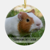 ペットパーソナライズされたモルモット写真クリスマスツリー セラミックオーナメント (正面)