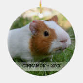 ペットパーソナライズされたモルモット写真クリスマスツリー セラミックオーナメント (裏面)
