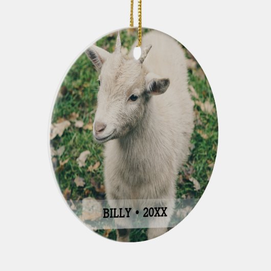 ペットパーソナライズされたヤギ写真名クリスマスツリー セラミックオーナメント (右)