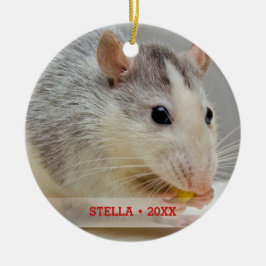 ペットパーソナライズされたラットフォト&名前クリスマスツリー セラミックオーナメント