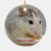 ペットパーソナライズされたラットフォト&名前クリスマスツリー セラミックオーナメント (裏面)