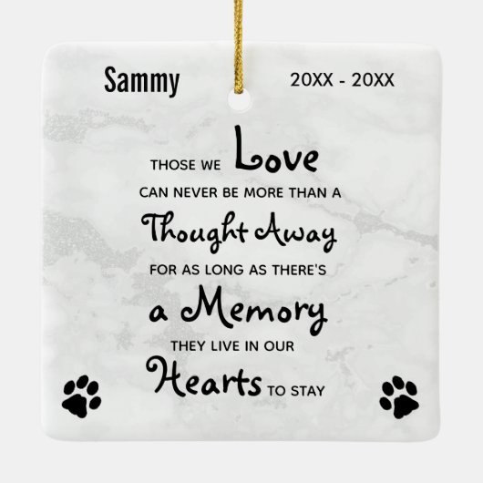 ペットパーソナライズされたロストドッグ追悼メモリアル セラミックオーナメント (裏面)