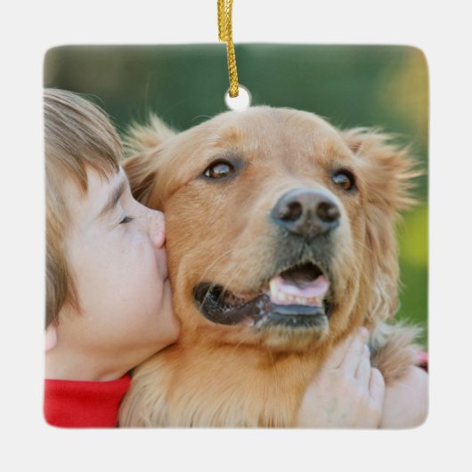 ペットパーソナライズされたロストドッグ追悼メモリアル セラミックオーナメント (正面)