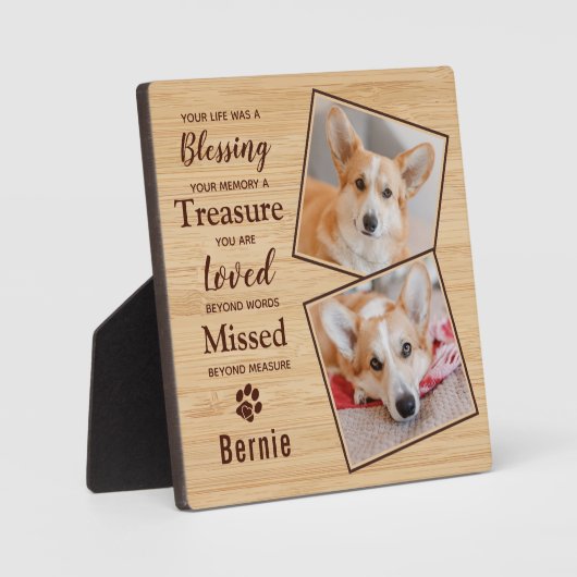 ペットパーソナライズされたロス記念ペット記念写真 フォトプラーク (正面)