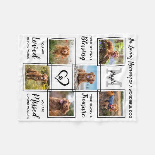 ペットパーソナライズされたロス記念ペット フリースブランケット (正面(横))