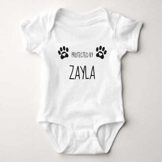 ペットパーソナライズされた保護名で ベビーボディスーツ (正面)