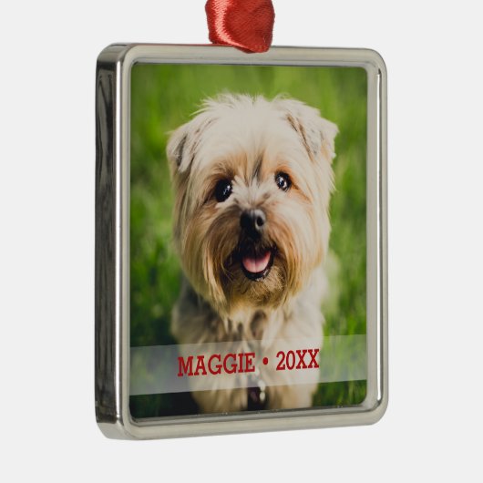 ペットパーソナライズされた写真かわいい特別なクリスマスツリー メタルオーナメント (右)