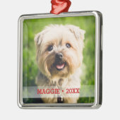 ペットパーソナライズされた写真かわいい特別なクリスマスツリー メタルオーナメント (左)