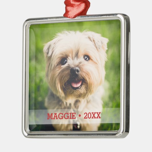 ペットパーソナライズされた写真かわいい特別なクリスマスツリー メタルオーナメント (左)