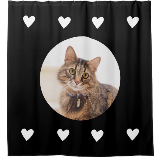 ペットパーソナライズされた写真かわいい猫シャワーカーテン シャワーカーテン (正面)