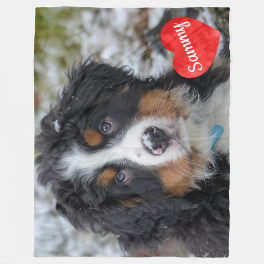 ペットパーソナライズされた写真愛護犬記念碑 フリースブランケット (正面)